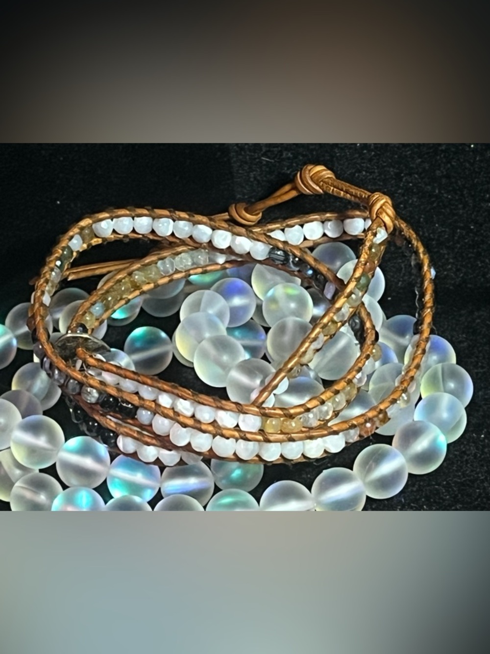 Chan Luu Semi-Precious Stone Bead Wrap Bracelet Sterling Silver Clasp
